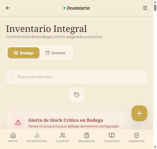 Inventario por bodega y por evento