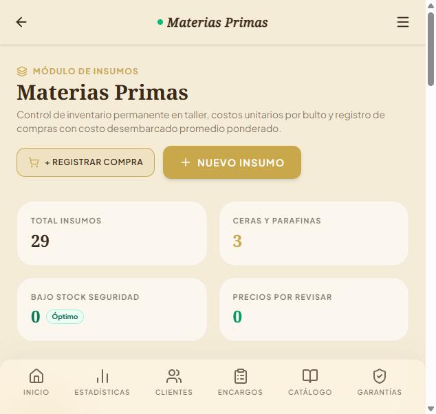 Módulo de materias primas